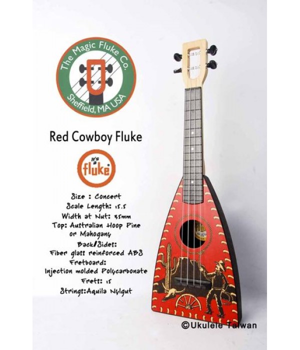 【台灣烏克麗麗 專門店】Fluke 瘋狂跳蚤全面侵台! Red Cowboy Fluke ukulele 23吋 美國原廠製造 (附琴袋+調音器+教材)